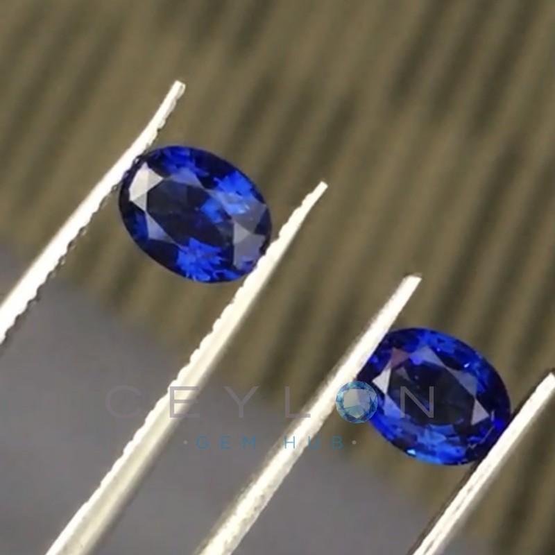 Royal Blue Sapphire Pair 1.06 Cts 1.07 Cts